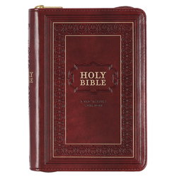 Image of KJV Compact Bible Large Print Burgundy Faux Leather with Zipper