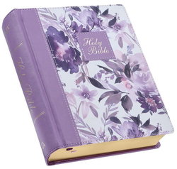 Image of KJV Notetaking Bible Printed Purple Floral Faux Leather