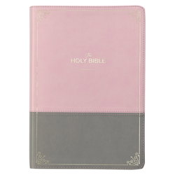 Image of KJV Pink and Gray Faux Leather Super Giant Print Full-size Bible