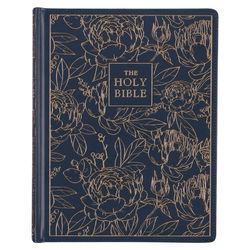 Image of KJV Study Bible, Navy Blue Floral Faux Leather – Note-taking Bible