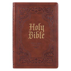 Image of KJV Antiqued Brown Faux Leather Large Print Thinline – Thumb Index