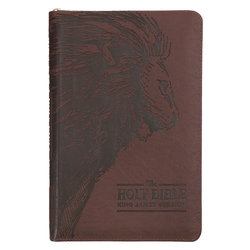 Image of KJV Brown Lion Deluxe Gift Bible with Thumb Index and Zippered Closure