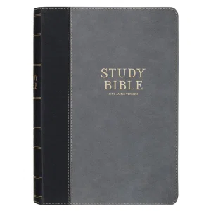 KJV Bible Study Bible Faux Leather, Two-tone Gray and Black