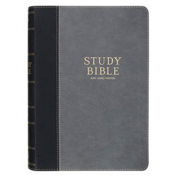 Image of KJV Bible Study Bible Faux Leather, Two-tone Gray and Black