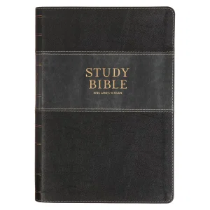KJV Bible LP Study Bible Faux Leather, Two-tone Black and Gray