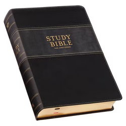 Image of KJV Bible LP Study Bible Faux Leather, Two-tone Black and Gray