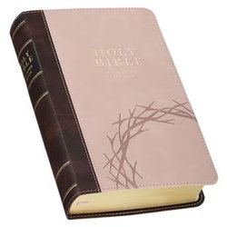 Image of KJV Bible Giant Print Brown Crown of Thorns, Pink