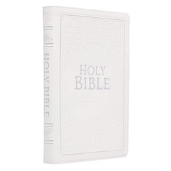 Image of KJV Bible White Faux Leather Large Print Thinline Thumb Index