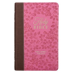 Image of KJV Bible Giant Print Standard-size Faux Leather, Brown/Pink Berry