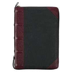Image of KJV Study Bible Faux Leather, Burgundy/Black w/zipper