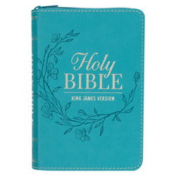 Image of KJV Bible Mini Pocket Faux Leather, Teal w/zipper