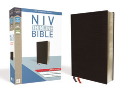 Image of NIV, Thinline Bible, Large Print, Bonded Leather, Black, Red Letter Edition