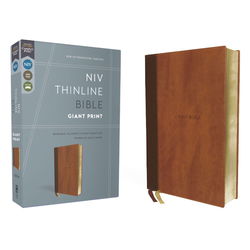 Image of NIV , Thinline Bible, Giant Print, Leathersoft, Brown, Red Letter, Comfort Print