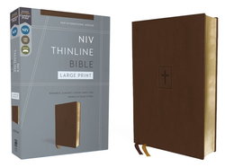 Image of NIV Thinline Bible,Large Print, Leathersoft, Brown, Red Letter, Comfort Print