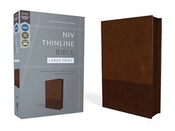 Image of NIV Thinline Bible Large Print, Brown Leathersoft, Zippered