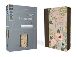Image of NIV Thinline Bible Large Print, Floral Leathersoft, Red Letter