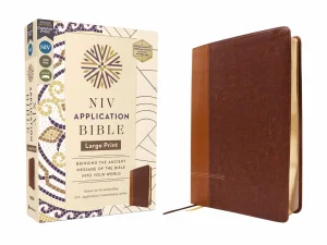 NIV Application Bible, Large Print, Brown Leathersoft, Red Letter