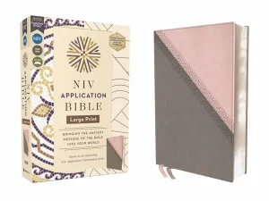 NIV Application Bible, Large Print, Pink/Gray Leathersoft, Red Letter