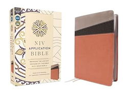 Image of NIV Application Bible, Leathersoft, Coral/Gray, Red Letter, Comfort Print