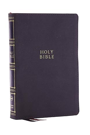 Image of NKJV Compact Center-Column Reference Bible, Gray Leathersoft, Red Letter Indexed