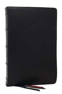 Image of NKJV Bible: Single-Column Verse-By-Verse, Cross-Reference Black Goatskin Leather