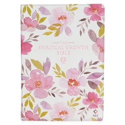 Image of NLT Pink Floral Faux Leather Spiritual Growth Bible
