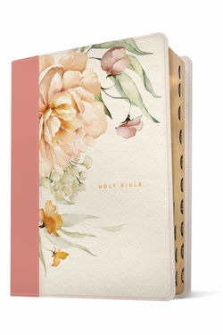 Image of NLT Wide Margin Bible – Leatherlike, Dusty Pink Blossoms, Indexed