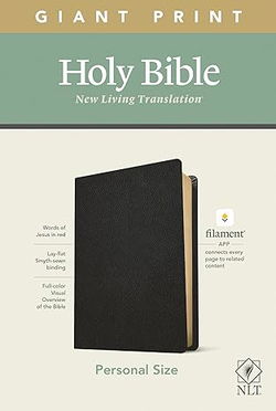 Image of NLT Personal Size Giant Print Bible, Black Genuine Leather, Red Letter