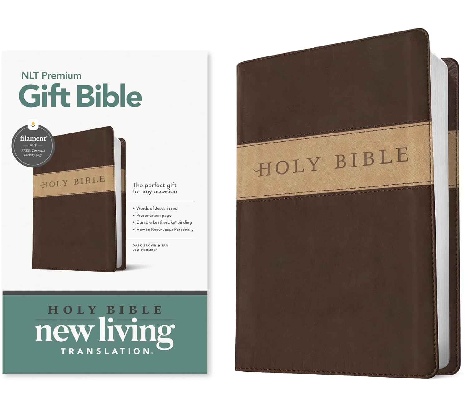 Image of NLT Premium Gift Bible, Filament Enabled, Tutone (Leatherlike, Dark Brown/Tan, R