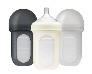 Gray 8 oz. Silicone Pouch Bottle 3 Pack