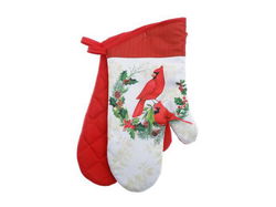 Image of 14′ Oven Mitts 2pcs Caridanls Perched on Wreath