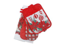 Image of 5 pc Kitchen Set (Pointsettia w/ Ornaments)