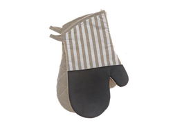 Image of Stripe & Neoprene 2 pc Oven Mitt (Taupe)