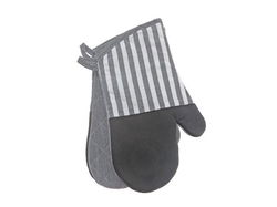 Image of Stripe & Neoprene 2 pc Oven Mitt (Grey)