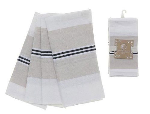 Image of Block Stripe Napkins Set of 4 Cream/White
