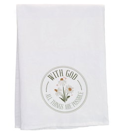Image of With God Possible Daisies Tea Towel