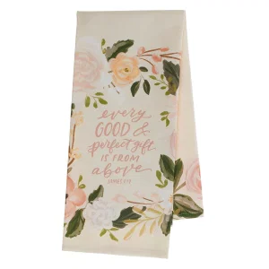 Tea Towel Pink Floral Every Good & Perfect Gift James 1:17