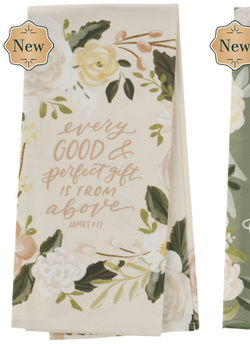 Image of Tea Towel Pink Floral Every Good & Perfect Gift James 1:17
