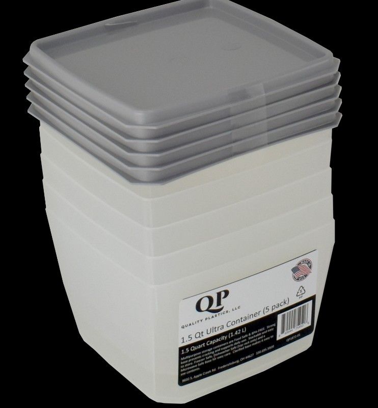 Image of Ultra Square Freezer Container 1.5 Qt (5pack)