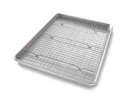 Image of Half Sheet Nonstick Cooling Rack and Pan Set USA Pan