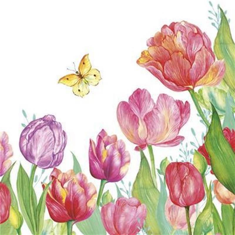 Paper Napkins Tulips w/ Butterfly