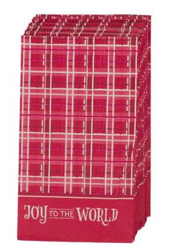 Image of Dinner Napkin Paper 12pc Joy to the World Plaid