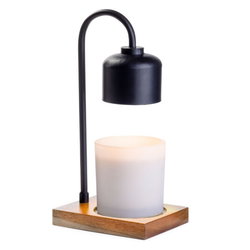Image of Arched Candle Warmer Lamp Black & Wood