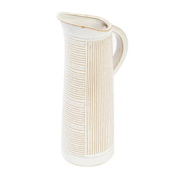 Image of Cermanic White Lines Pitcher Vase
