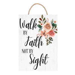 Wood-N-Rope Sign Walk By Faith 7x10