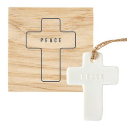 Image of Face to Face Ceramic Ornament – Cross – Peace
