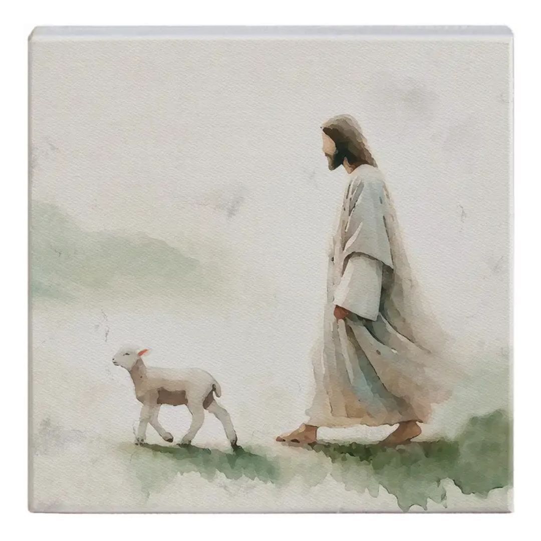 Jesus Walking Lamb - Small Talk Square