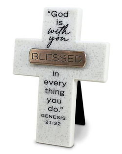 Image of Tabletop Cross Copper Accented Blessed