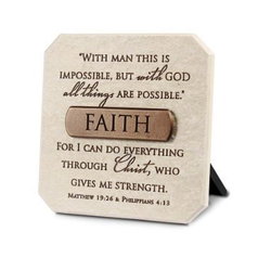 Image of Tabletop Plaque Faith Bronze 3.75H