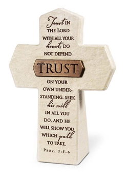 Image of Tabletop Cross Trust Bronze Bar 5.50H